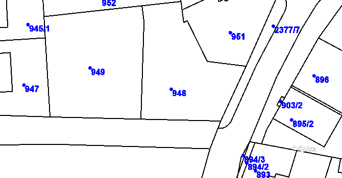 Parcela st. 948 v KÚ Batelov, Katastrální mapa