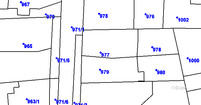 Parcela st. 977 v KÚ Batelov, Katastrální mapa