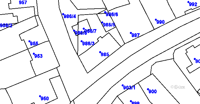 Parcela st. 985 v KÚ Batelov, Katastrální mapa