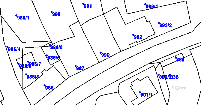 Parcela st. 990 v KÚ Batelov, Katastrální mapa