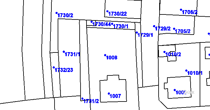 Parcela st. 1008 v KÚ Batelov, Katastrální mapa