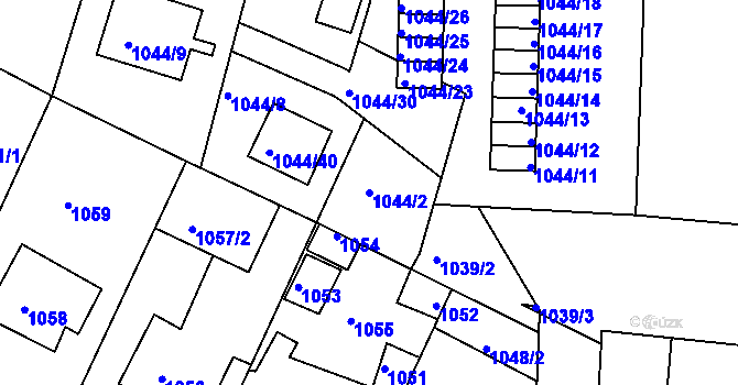 Parcela st. 1044/2 v KÚ Batelov, Katastrální mapa