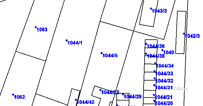 Parcela st. 1044/5 v KÚ Batelov, Katastrální mapa