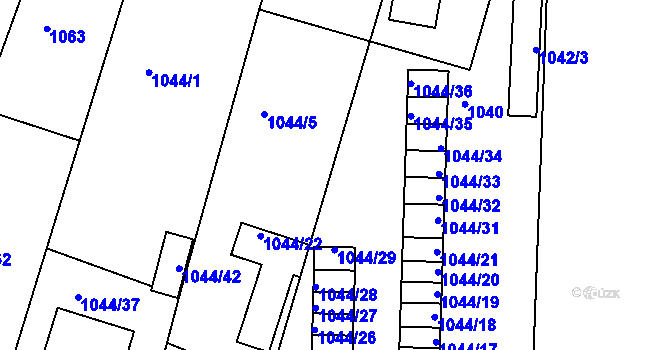 Parcela st. 1044/6 v KÚ Batelov, Katastrální mapa