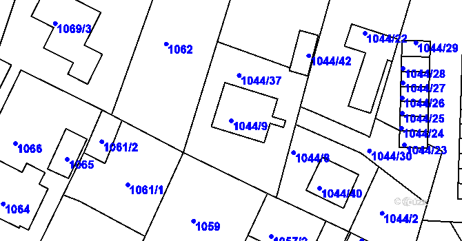 Parcela st. 1044/9 v KÚ Batelov, Katastrální mapa