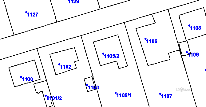 Parcela st. 1105/2 v KÚ Batelov, Katastrální mapa