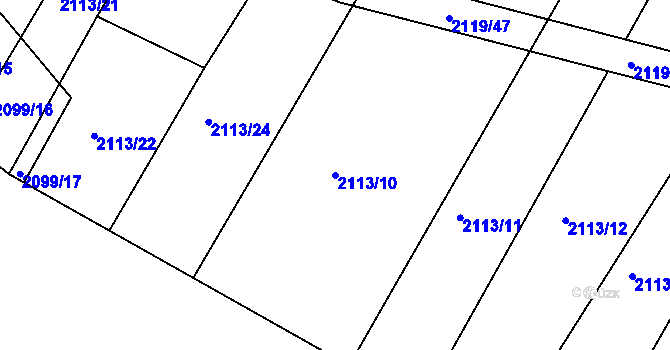 Parcela st. 2113/10 v KÚ Batelov, Katastrální mapa