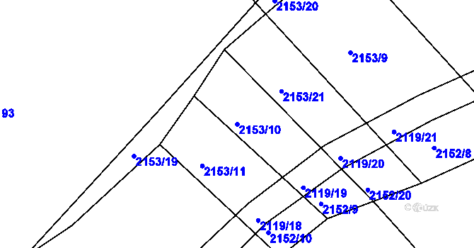 Parcela st. 2153/10 v KÚ Batelov, Katastrální mapa