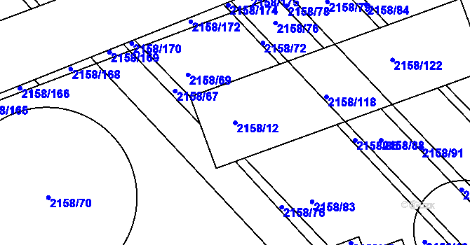 Parcela st. 2158/12 v KÚ Batelov, Katastrální mapa