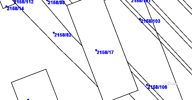 Parcela st. 2158/17 v KÚ Batelov, Katastrální mapa