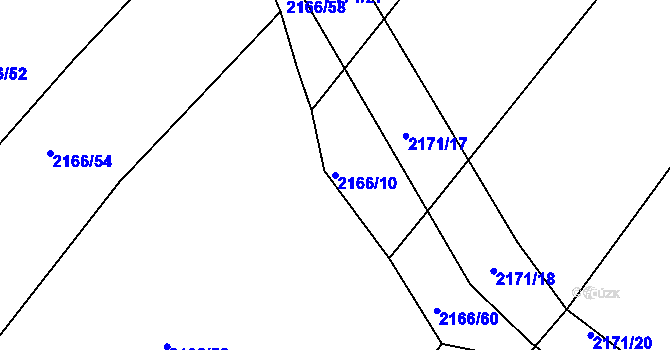 Parcela st. 2166/10 v KÚ Batelov, Katastrální mapa