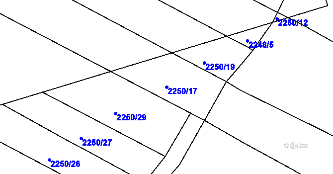 Parcela st. 2250/17 v KÚ Batelov, Katastrální mapa