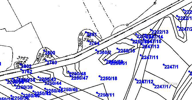 Parcela st. 2360/2 v KÚ Batelov, Katastrální mapa