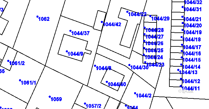 Parcela st. 1044/7 v KÚ Batelov, Katastrální mapa