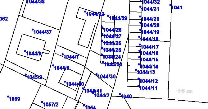 Parcela st. 1044/24 v KÚ Batelov, Katastrální mapa