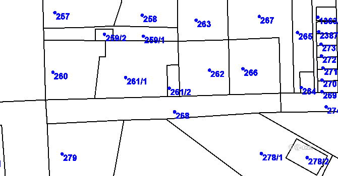 Parcela st. 261/2 v KÚ Batelov, Katastrální mapa