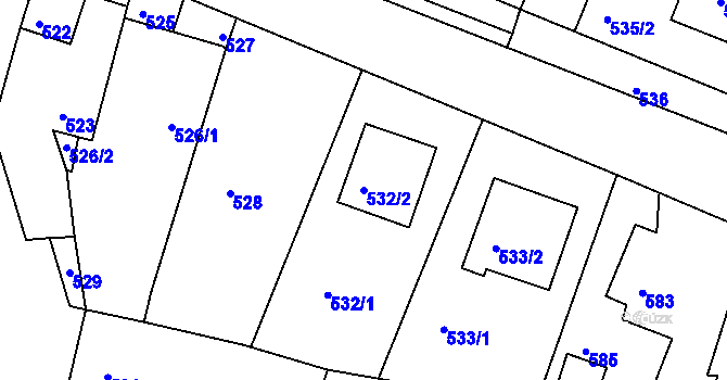 Parcela st. 532/2 v KÚ Batelov, Katastrální mapa