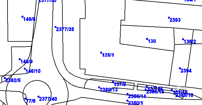 Parcela st. 128/1 v KÚ Batelov, Katastrální mapa