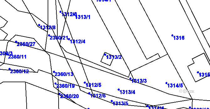 Parcela st. 1313/2 v KÚ Batelov, Katastrální mapa