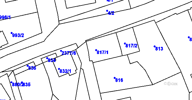 Parcela st. 817/1 v KÚ Batelov, Katastrální mapa
