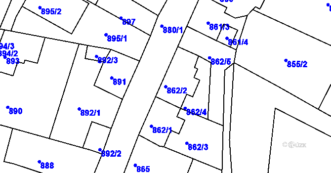 Parcela st. 862/2 v KÚ Batelov, Katastrální mapa