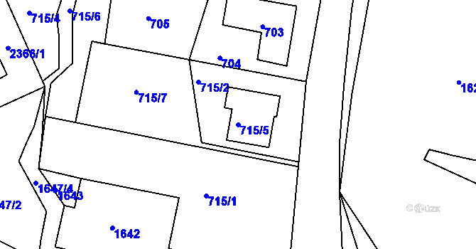 Parcela st. 715/5 v KÚ Batelov, Katastrální mapa