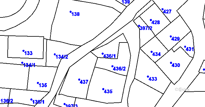 Parcela st. 436/1 v KÚ Batelov, Katastrální mapa