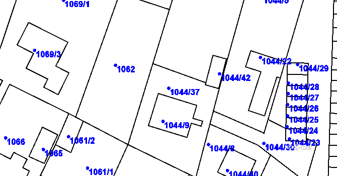 Parcela st. 1044/37 v KÚ Batelov, Katastrální mapa