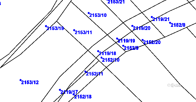 Parcela st. 2119/18 v KÚ Batelov, Katastrální mapa