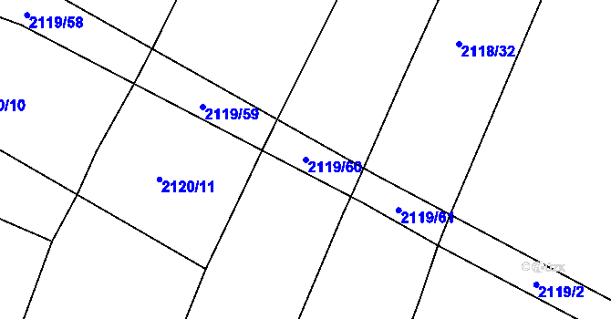 Parcela st. 2119/60 v KÚ Batelov, Katastrální mapa