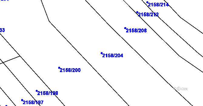 Parcela st. 2158/204 v KÚ Batelov, Katastrální mapa