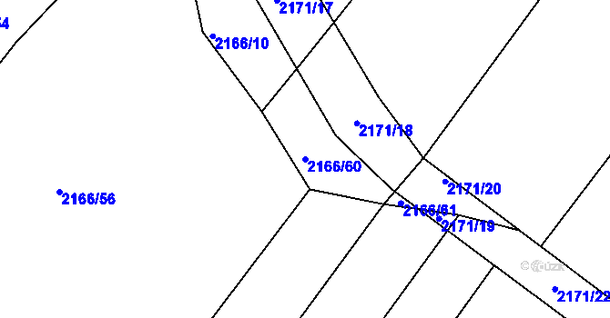 Parcela st. 2166/60 v KÚ Batelov, Katastrální mapa