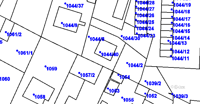 Parcela st. 1044/40 v KÚ Batelov, Katastrální mapa