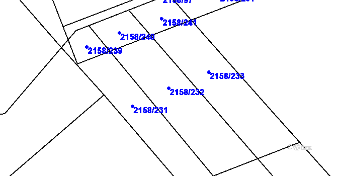 Parcela st. 2158/232 v KÚ Batelov, Katastrální mapa