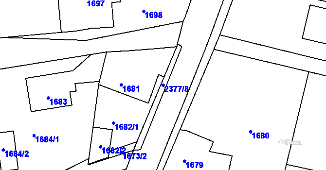 Parcela st. 2377/8 v KÚ Batelov, Katastrální mapa