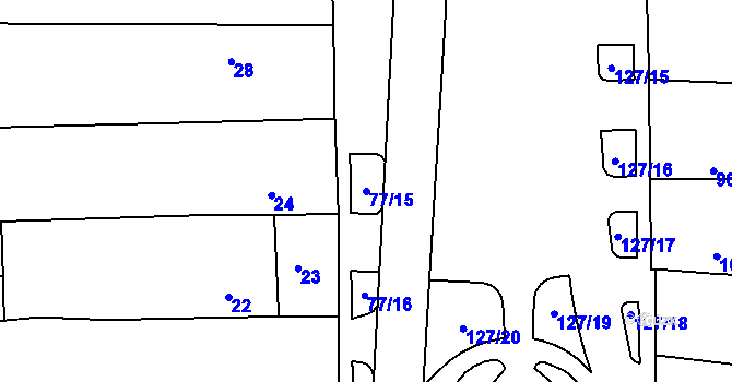 Parcela st. 77/15 v KÚ Batelov, Katastrální mapa
