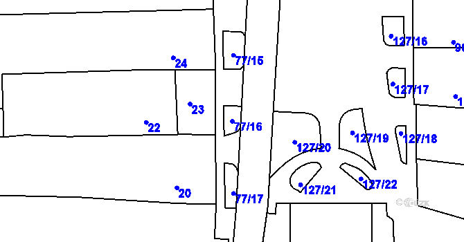 Parcela st. 77/16 v KÚ Batelov, Katastrální mapa