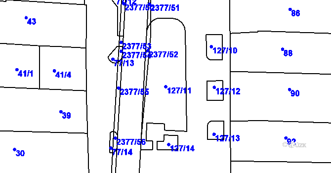 Parcela st. 127/11 v KÚ Batelov, Katastrální mapa