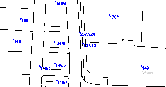 Parcela st. 137/12 v KÚ Batelov, Katastrální mapa