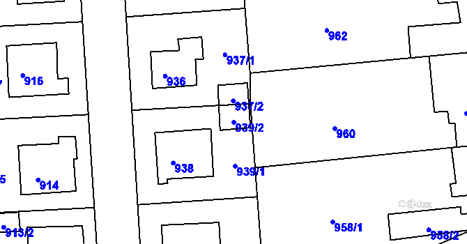 Parcela st. 939/2 v KÚ Batelov, Katastrální mapa