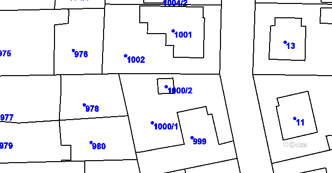 Parcela st. 1000/2 v KÚ Batelov, Katastrální mapa