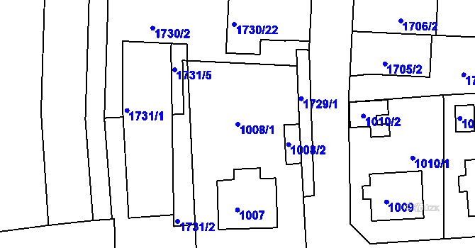 Parcela st. 1008/1 v KÚ Batelov, Katastrální mapa