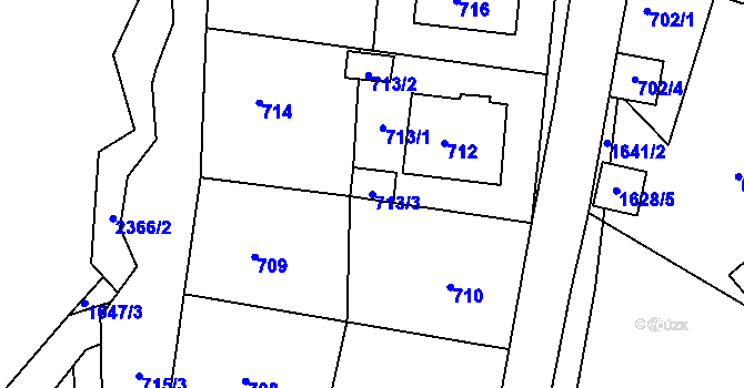 Parcela st. 713/3 v KÚ Batelov, Katastrální mapa