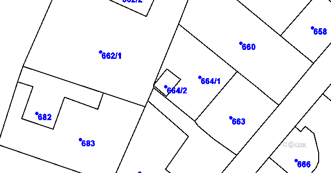 Parcela st. 664/2 v KÚ Batelov, Katastrální mapa