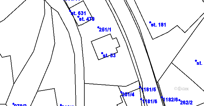Parcela st. 53 v KÚ Batňovice, Katastrální mapa
