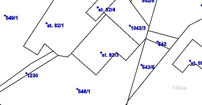 Parcela st. 82/3 v KÚ Batňovice, Katastrální mapa