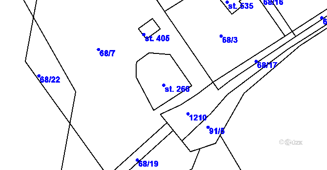Parcela st. 266 v KÚ Batňovice, Katastrální mapa