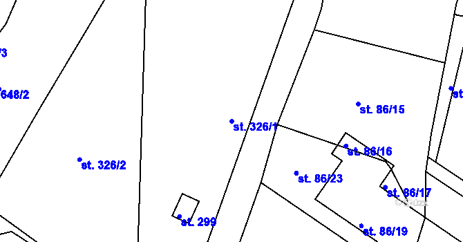 Parcela st. 326/1 v KÚ Batňovice, Katastrální mapa