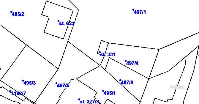 Parcela st. 331 v KÚ Batňovice, Katastrální mapa