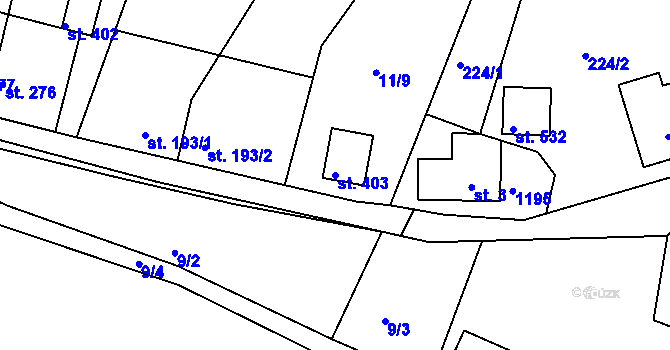 Parcela st. 403 v KÚ Batňovice, Katastrální mapa